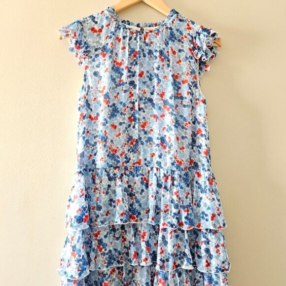 Aritzia Little Moon Rarity Blue Floral Feminine Ruffle Midi Dress Size XS. - Picture 3 of 16
